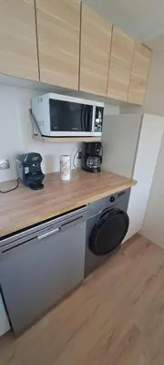 Cuisine ou kitchenette dans l'établissement Plouescat