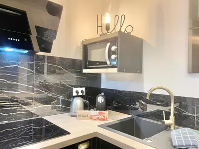 Cuisine ou kitchenette dans l'établissement LE CALLOCH 1G - Wifi - Parking Facile - Gare