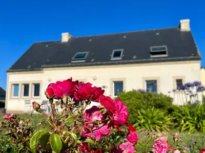 Jardin de l'établissement Villa du Menhir, vue panoramique sur la mer - WarmHouse