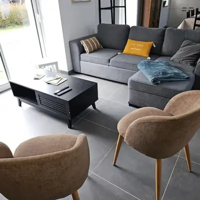 Coin salon dans l'établissement Maison néo bretonne rénovée à 2mn à pied d'une jolie plage