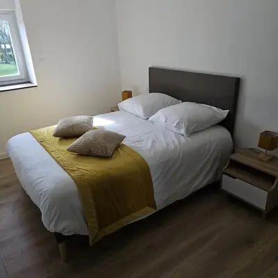 Un ou plusieurs lits dans un hébergement de l'établissement Maison néo bretonne rénovée à 2mn à pied d'une jolie plage