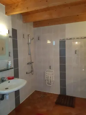 Salle de bains dans l'établissement Gite de Kervao, Camélias, proche mer (800 mètres), meublé tourisme 3 étoiles