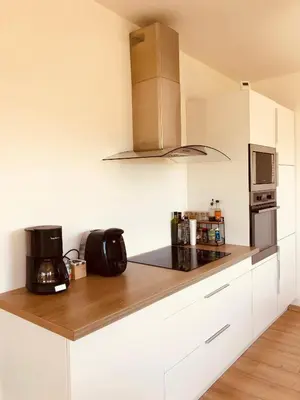 Cuisine ou kitchenette dans l'établissement Maison cosy à 300m de la plage avec spa