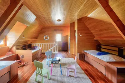Un ou plusieurs lits dans un hébergement de l'établissement 700m de la plage, maison pour 12- Sauna et hammam