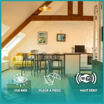 Télévision ou salle de divertissement dans l'établissement Ar Bili/Vue mer/Wifi