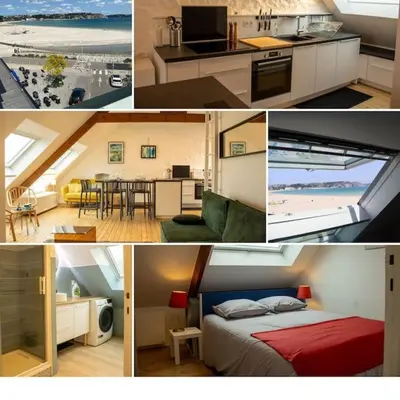 Cuisine ou kitchenette dans l'établissement Ar Bili/Vue mer/Wifi