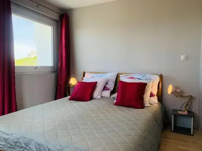Un ou plusieurs lits dans un hébergement de l'établissement Résidence H06-trebeurden - Villa vue mer plage et coucher de soleil MAE-3444