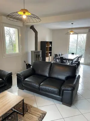Coin salon dans l'établissement Villa Ty Loin vue mer 5 personnes