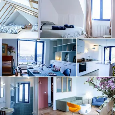Coin salon dans l'établissement Ker Seasea/vue mer/wifi