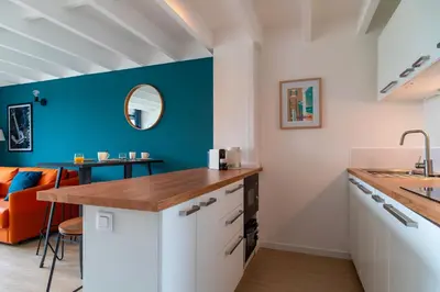 Cuisine ou kitchenette dans l'établissement La Terrasse du Golf - Appt avec terrasse