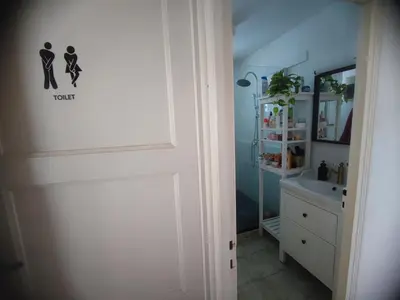 Cuisine ou kitchenette dans l'établissement Chambre double- SDB et WC Privé