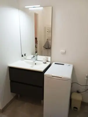 Salle de bains dans l'établissement Appartement Les Flots d Arthlotte Cabellou Plage