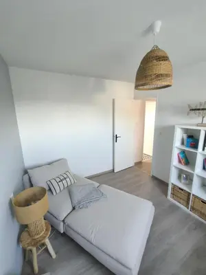Un ou plusieurs lits dans un hébergement de l'établissement Ty ar steredenn maison avec jardin , plage à pied