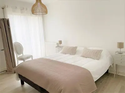 Un ou plusieurs lits dans un hébergement de l'établissement Fouesnant, Cap Coz, superbe maison familiale, plage et sentiers à pied