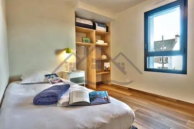 Un ou plusieurs lits dans un hébergement de l'établissement LocaLise - M14 - Caligourdaine - Maison d'exception - Construction de 2024 - à 30m de la mer et quelques pas des plages - extérieur clos - 4 places de parking privatives - wifi inclus - draps inclus - centre et port à 7 minutes à pied