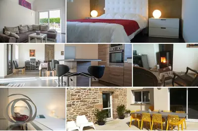 Coin salon dans l'établissement Cap sur Pen ar Valy à Plougoulm