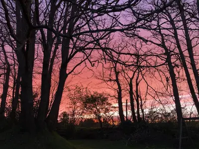 Lever ou coucher de soleil vu de la maison de vacances ou à proximité