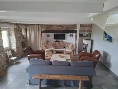 Coin salon dans l'établissement Maison Bretonne - Proche des plages