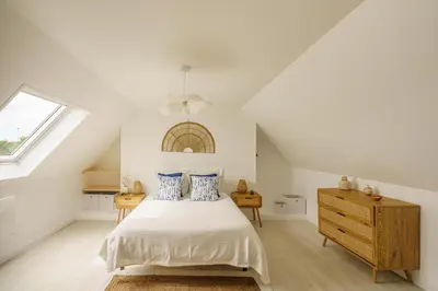 Un ou plusieurs lits dans un hébergement de l'établissement Maison Bretonne - Proche des plages