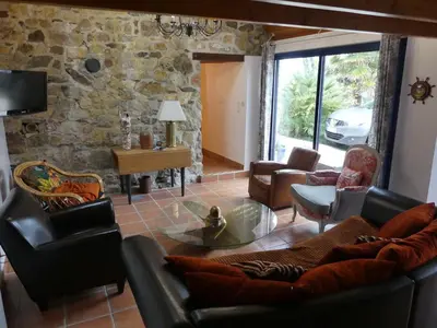 Coin salon dans l'établissement 375- Villa Ker Goulien a 100m de la plage