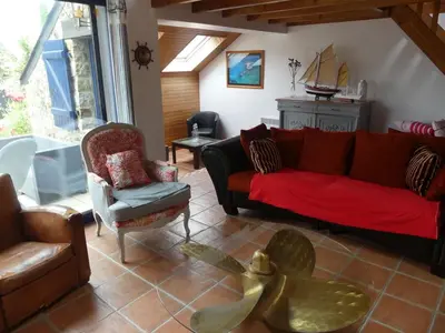 Coin salon dans l'établissement 375- Villa Ker Goulien a 100m de la plage