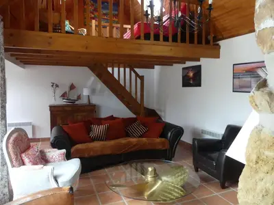 Coin salon dans l'établissement 375- Villa Ker Goulien a 100m de la plage