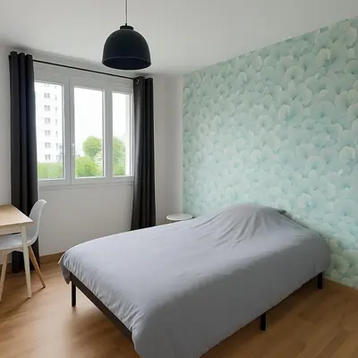 Un ou plusieurs lits dans un hébergement de l'établissement Appartement spacieux de 92m2