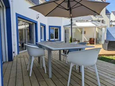 Terrasse ou espace extérieur de l'établissement Ty glaz- Piscine privé chauffé securisé -Plage 700m