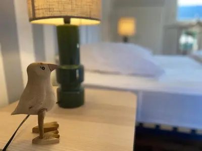 Un ou plusieurs lits dans un hébergement de l'établissement Bénodet, superbe maison 5 chambres à 150 m de la plage et restaurants