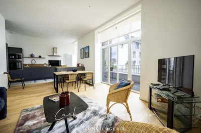 Cuisine ou kitchenette dans l'établissement L'ECRIN CONCARNEAU 4 PERSONNEs