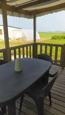 Balcon ou terrasse dans l'établissement Mobil-home vue mer et campagne