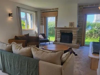 Coin salon dans l'établissement Maison de charme vue mer