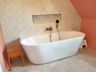 Salle de bains dans l'établissement Maison de charme vue mer