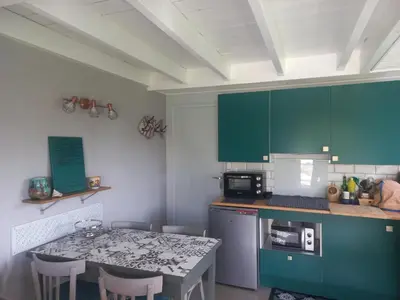 Cuisine ou kitchenette dans l'établissement Studio bois indépendant au calme