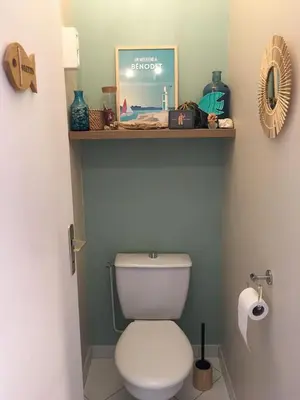 Salle de bains dans l'établissement Studio Bénodet vue mer