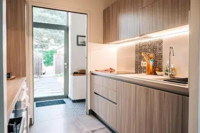Cuisine ou kitchenette dans l'établissement Gîte de Louise