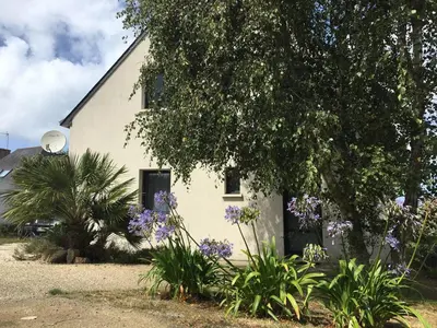 Jardin de l'établissement Appartement avec terrasse, WIFI à 100m de la plage à Trébeurden - FR-1-368-424