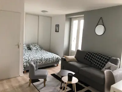 Coin salon dans l'établissement Appartement proche des plages