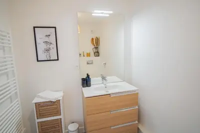 Salle de bains dans l'établissement -SHELBY- T2 Arriere corniche parking et terrasse