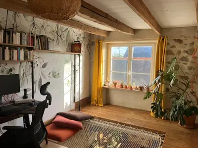 Coin salon dans l'établissement Maison en bord de mer - Plougastel-Daoulas - 6 à 8 personnnes