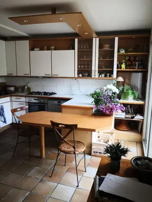 Cuisine ou kitchenette dans l'établissement Maison centre ville avec jardin