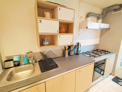 Cuisine ou kitchenette dans l'établissement Au bonheur des voyageurs