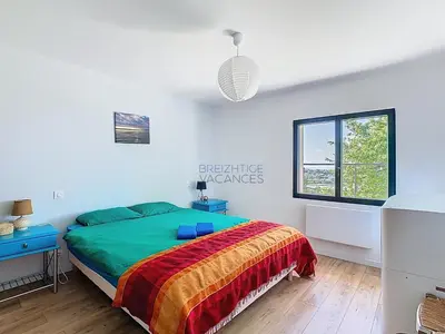 Un ou plusieurs lits dans un hébergement de l'établissement Maison Anémone - Vue mer - Crozon, Bretagne
