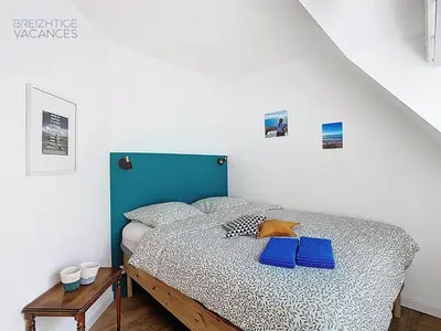 Un ou plusieurs lits dans un hébergement de l'établissement Maison Anémone - Vue mer - Crozon, Bretagne