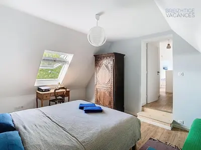 Un ou plusieurs lits dans un hébergement de l'établissement Maison Anémone - Vue mer - Crozon, Bretagne