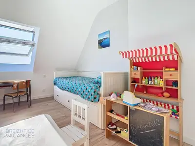 Un ou plusieurs lits dans un hébergement de l'établissement Maison Anémone - Vue mer - Crozon, Bretagne