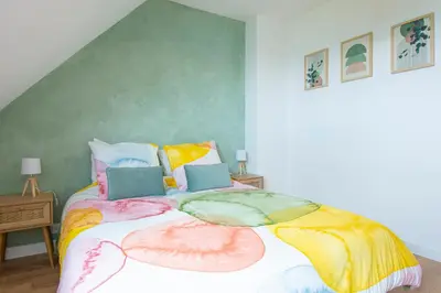 Un ou plusieurs lits dans un hébergement de l'établissement Maison d'Heol I Grande terrasse & vue mer