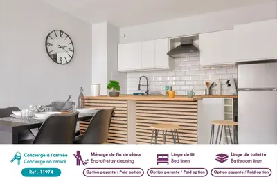 Cuisine ou kitchenette dans l'établissement Vue mer - À 160m de la plage - Appartement pour 4