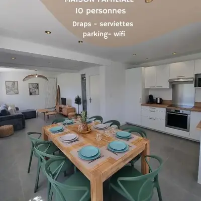 Maison familiale - 10pers - 3 étoiles - lumineuse et cosy - draps et serviettes inclus - parking - La Torche 9 min