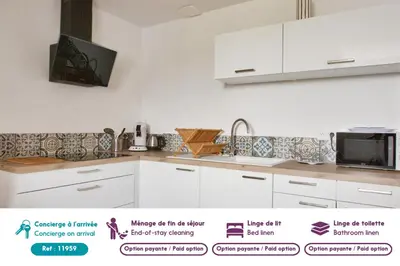 Cuisine ou kitchenette dans l'établissement À 230m de la plage - Bel appartement pour 4